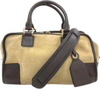 Loewe Pre-owned Handbags, female, Brown, Size: ONE SIZE Pre-owned Suede Handbag