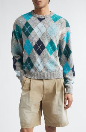ERL Gender Inclusive Argyle Wool, Cotton & Mohair Blend Sweater in Multi at Nordstrom, Size X-Large