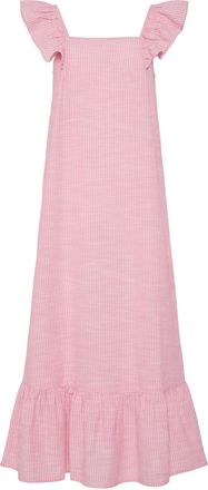 Pieces Womens Pcapia Sl Square Neck Ankle Dress Mm, Pink Lemonade/Stripes: Bright White, S