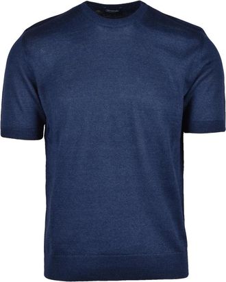 Drumohr Deep Blue Fitted Crewneck Top