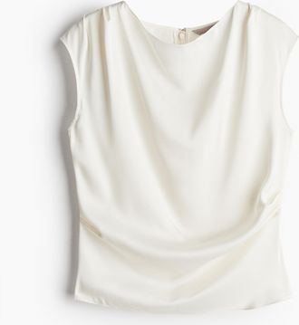 H&M Drapiertes Satintop - White