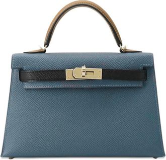 Hermès 2024 mini Kelly Sellier 20 Tricolore Epsom permabrass-hardware tote bag - Grey