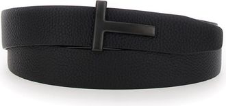 Tom Ford Black Logo Buckle Belt