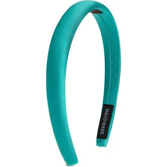 Tasha Skinny Padded Satin Headband in Teal at Nordstrom