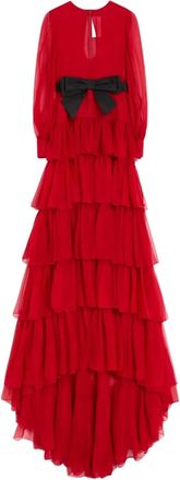 Valentino Garavani ruffled chiffon maxi dress - women - Silk/Spandex/Elastane/Viscose - 40 - Red