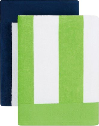 Oceanfront Resort Cabana Stripe 2-Pack Beach Towels