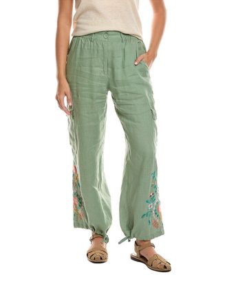 Johnny Was Drawstring Hem Linen Cargo Pant