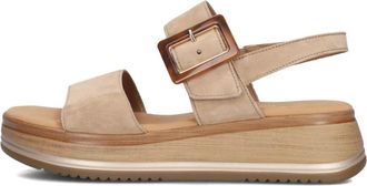Gabor Stijlvolle Platte Sandalen - Dames - Sleehakken - Bruin - 40 1/2 EU - Su&egrave;de - Schoenen