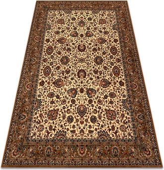 RugsX Rugsx - Wool carpet kashqai 4362 103 Flowers, frame beige / claret beige 80x160 cm