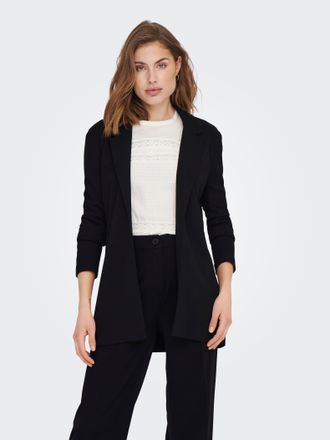 Only Longblazer ONLY ONLAGNETE L/S LOOSE BLAZER TLR, Damen, Gr. XS (34), schwarz, Web, Obermaterial: 95% Polyester, 5% Elasthan, unifarben, loose fit h&uuml;ftb