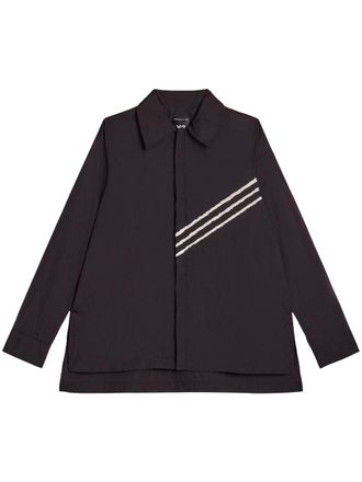 Yohji Yamamoto Boxy Black Polyamide Shirt with Sporty Stripes