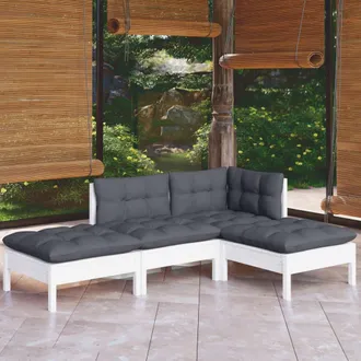 vidaXL Muebles De Jard&iacute;n 4 Pzas Con Cojines Madera Maciza De Pino Vidaxl