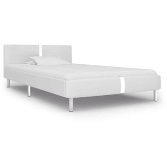 vidaXL Estructura De Cama Sin Colch&oacute;n Cuero Sint&eacute;tico Blanco 90x200 Cm Vidaxl