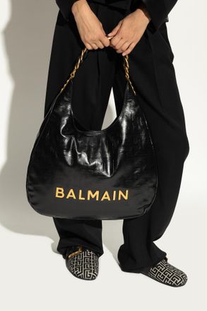 Balmain 1945 Soft Hobo Bag, Womens, Black