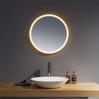 Clifton 60cm Round LED Bathroom Wall Mirror with Touch Sensor in Natural