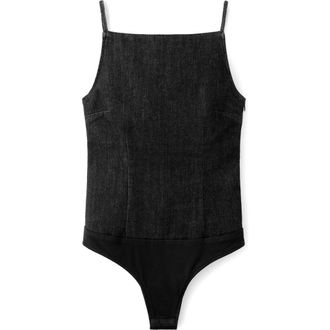 Mango June Denim Bodysuit in Black at Nordstrom, Size X-Small