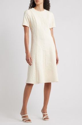 Julia Jordan Floral Jacquard Fit & Flare Dress in Ecru at Nordstrom, Size 10