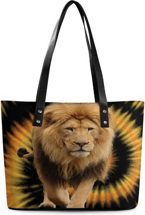 Generic Tie Dye Lion Tote Bags for Women Cute Shoulder Purses Handbags