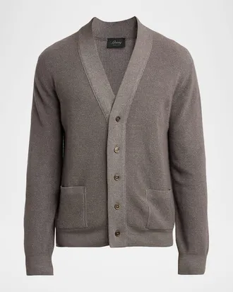Brioni Men & apos;s Wool, Cashmere and Silk 18GG Knit Cardigan