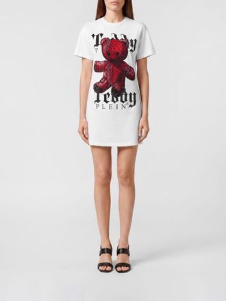 Philipp Plein Mini abito T-shirt slim fit con stampa Teddy Bear e strass