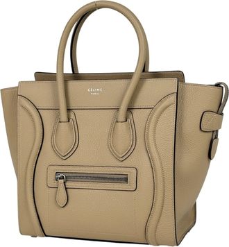 Celine Beige Leather Handbag Tote Bag (Pre-Owned)