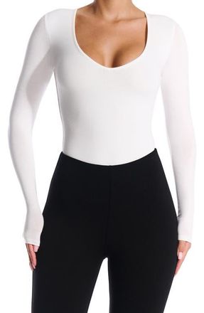 Naked Wardrobe NW Deep V Bodysuit in White at Nordstrom, Size Small