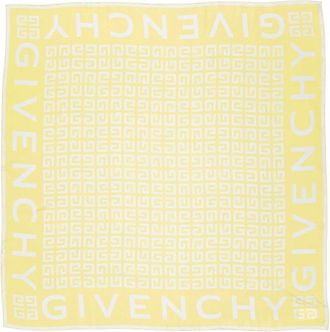 Givenchy Accessoires, Dames, Geel, ONE Size, Zijden Vierkante Sjaal met 4G Print