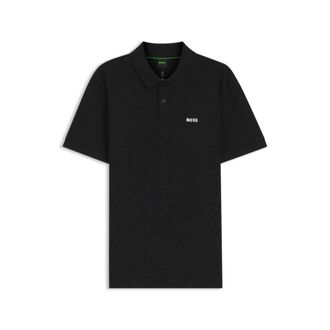 BOSS Cotton-piqu&eacute; polo shirt with all-over print
