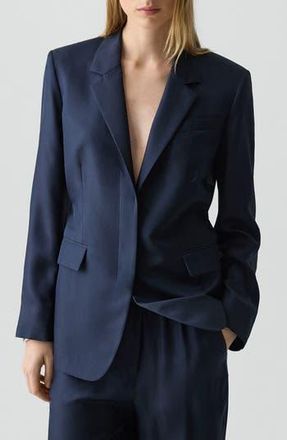 Theory Notched Lapel Silk Blazer in Nocturne Navy at Nordstrom Rack, Size 4