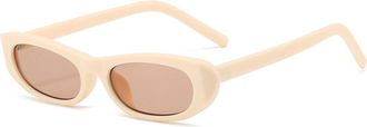 Generic Small Frame Mens Vacation Sunglasses Womens Outdoor Commuter Decorative Sun Glasses(Beige)