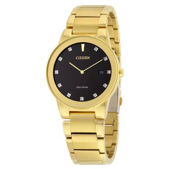 Citizen Axiom Black Dial Gold-tone Diamond Mens Watch AU1062-56G