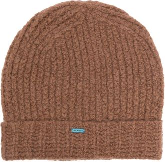 Alanui logo-plaque beanie - men - Silk/Cashmere - One Size - Brown
