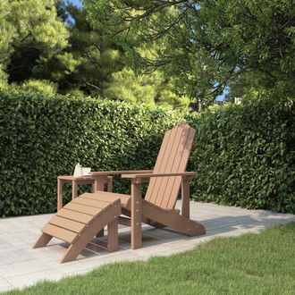vidaXL Patio Adirondack Chair with Footstool HDPE Brown