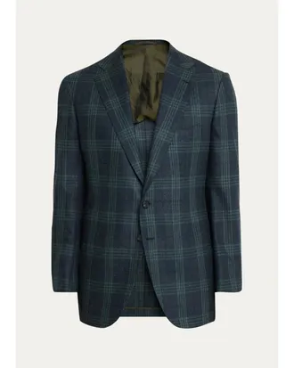 Cesare Attolini Mens Plaid Wool-Cashmere Blazer