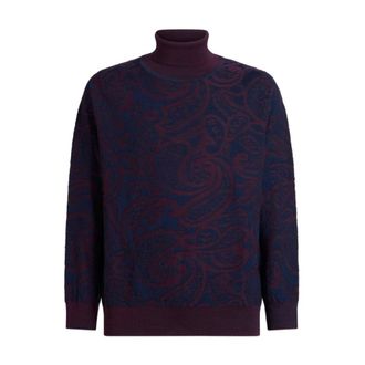 Etro Etro, Turtlenecks, male, Blue, Size: M Wool-Blend Turtleneck Sweater