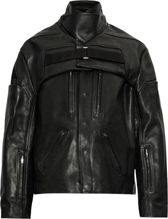 Rick Owens Giacca in Pelle con Collo - - Jackets - Uomo - Nero - L