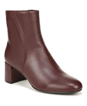 Naturalizer River Boots Red Leather Side Zip Block Heel Bootie JZZ1125