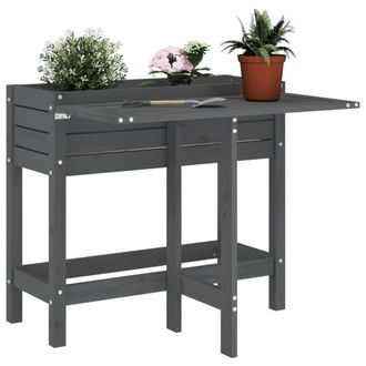vidaXL Vidaxl - Jardinera Con Tapa Plegable Madera Maciza De Pino Gris