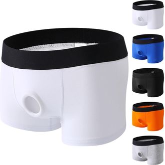 Generic Mens Boxer Shorts Cotton Mens Underwear Sexy Open Front Cut Out Bikini Undie See Through Boxershorts Crotch Open Underpants Hollow Out Briefs Soft Com