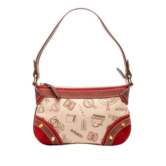 Loewe Pre-owned Loewe 160th Anniversary Suede Trimmed Canvas Shoulder Bag Ladies 290604