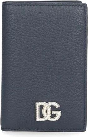 Dolce & Gabbana Calfskin Kaarthouder met Logo - Heren - Portefeuilles - Blauw - ONE Size - Leer - Accessoires