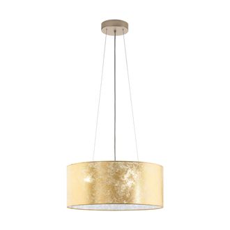 Loops Pendant Ceiling Light Colour Champagne Shade Gold Fabric Bulb E27 3x60W
