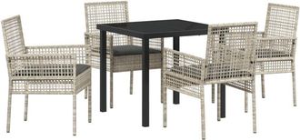 vidaXL Vidaxl - Garden Dining Set with Cushion 5 pcs Light Grey Poly rattan
