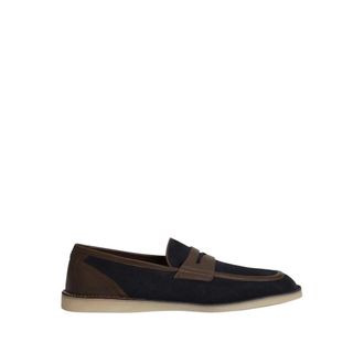 Dolce & Gabbana Split Calfskin Slipper - Heren - Loafers - Blauw - 44 EU - Katoen - Schoenen