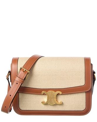 Celine Classique Triomphe Canvas & Leather Shoulder Bag