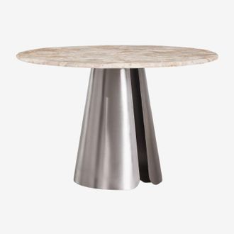Sklum Mesa De Comedor Redonda &Oslash;120 Cm En Acero Inoxidable Baelor Sklum