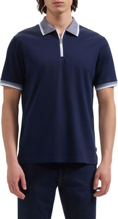 Bugatchi Quarter Zip Polo in Navy at Nordstrom, Size Xx-Large