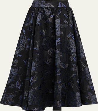 Alice & Olivia Nilda Voluminous Floral Jacquard Midi Skirt