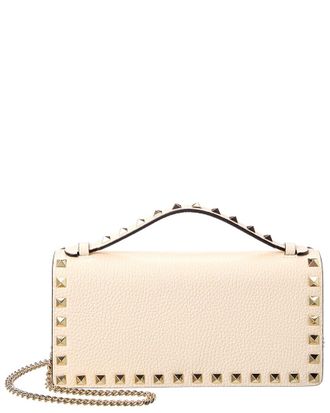 Valentino Rockstud Grainy Leather Wallet On Chain
