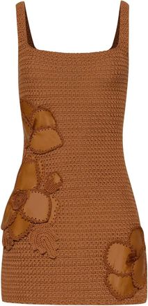 Oscar De La Renta Abito corto a fiori - Marrone